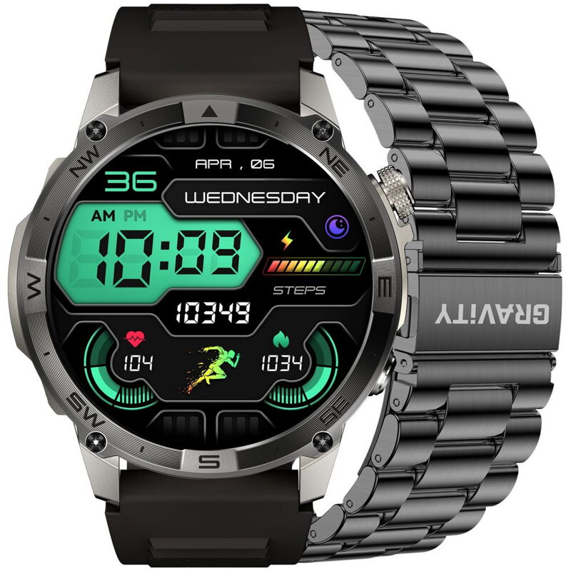 SMARTWATCH MĘSKI GRAVITY GT46-3 - AMOLED, DODATKOWA BRANSOLETA (sg055c)