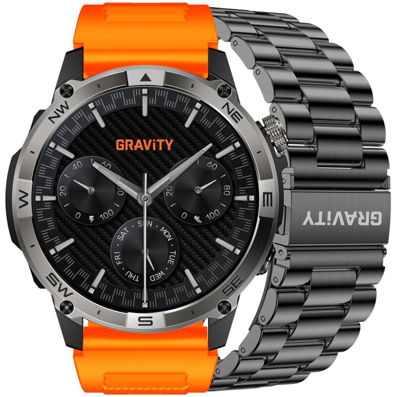 SMARTWATCH MĘSKI GRAVITY GT46-4 - AMOLED, DODATKOWA BRANSOLETA (sg055d)