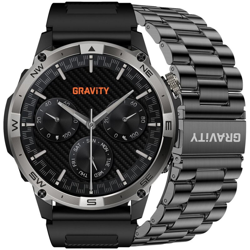 SMARTWATCH MĘSKI GRAVITY GT46-1 - AMOLED, DODATKOWA BRANSOLETA(sg055a)