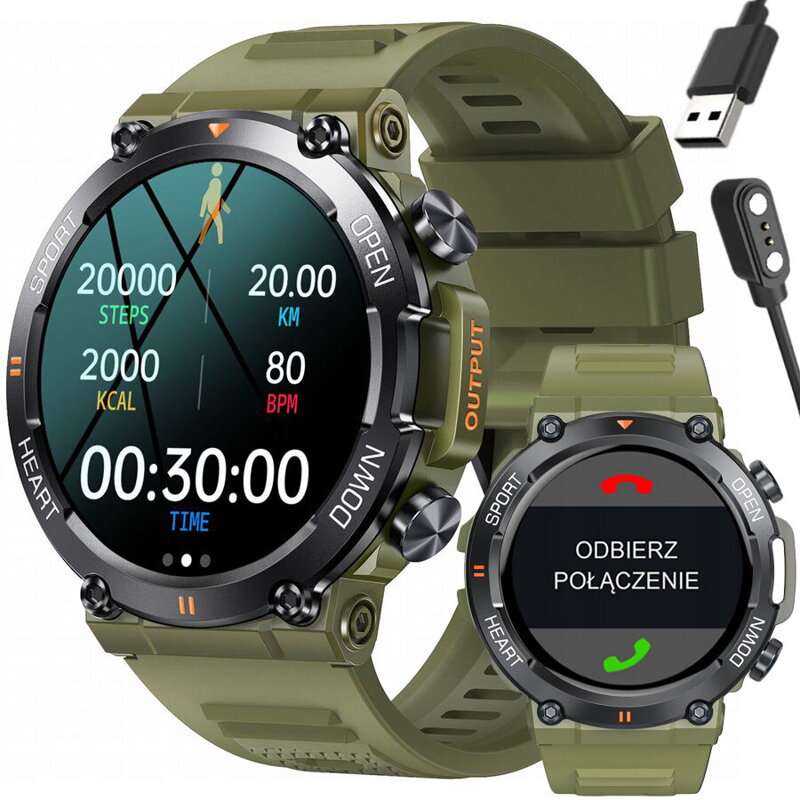 SMARTWATCH MĘSKI Gravity GT7-3 PRO - WYKONYWANIE POŁĄCZEŃ, PULSOKSYMETR (sg018c)