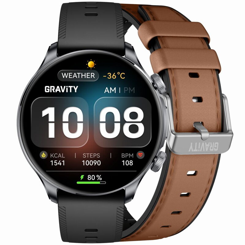 SMARTWATCH MĘSKI GRAVITY GT35-1 - AMOLED, DODATKOWY PASEK (sg049a)