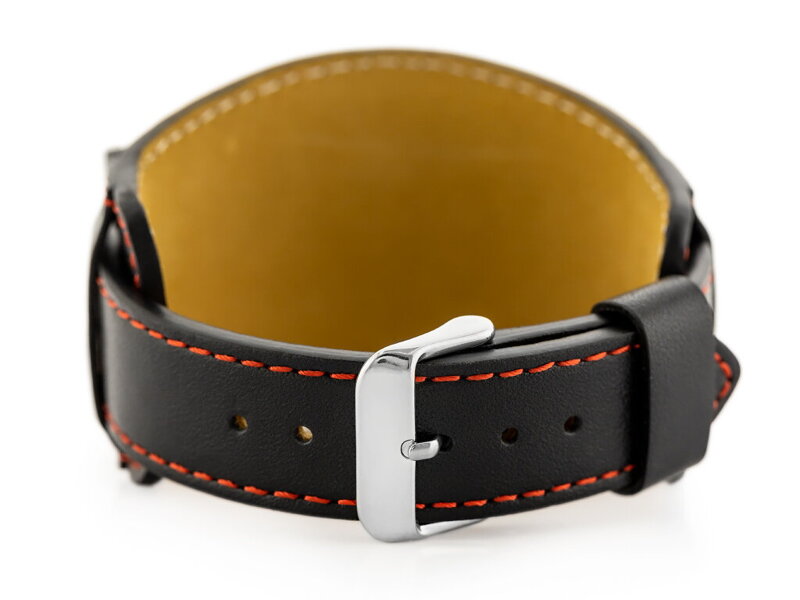 Kožený remienok na hodinky W85 black/red - 18mm Kožený remienok na hodinky W85 black/red - 18mm