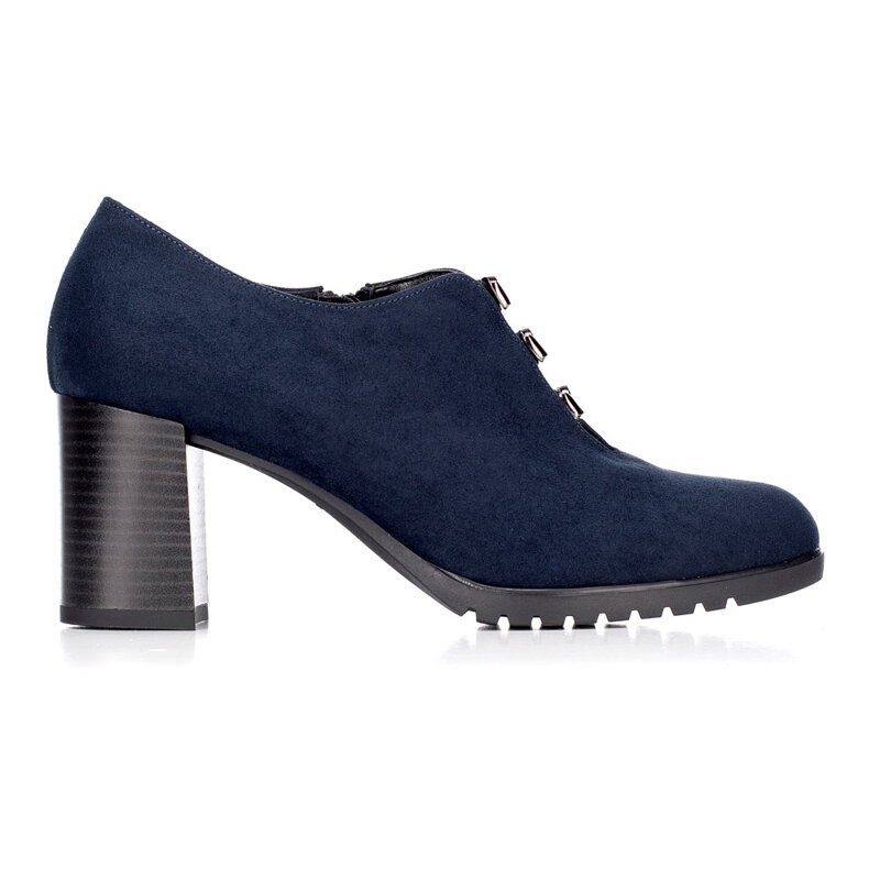 Botki na słupku przed kostkę z ozdobnymi gumkami 92-D-650-7