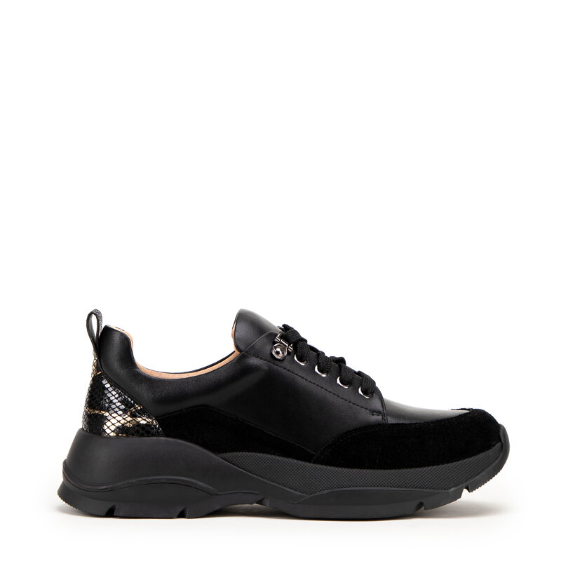 Damskie sneakersy z motywem zwierzęcym czarne 99-D-513-X