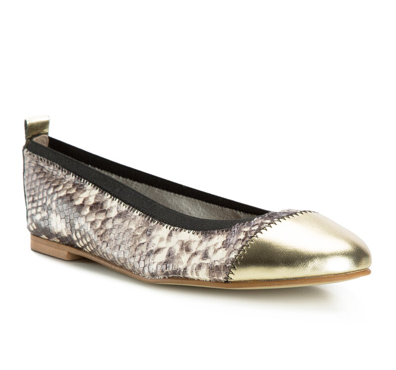 Baleriny ze skóry lizard metaliczne 82-D-300-8