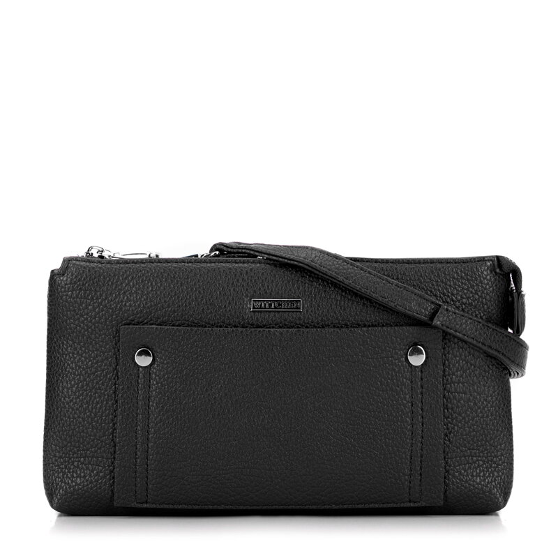 Dámska crossbody kabelka s dvoma priehradkami, s vreckom, čierna a strieborná 29-4Y-604-1S Dámska crossbody kabelka s dvoma priehradkami, s vreckom, čierna a strieborná 29-4Y-604-1S