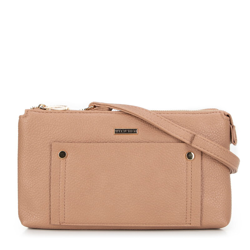 Dámska crossbody kabelka s dvoma priehradkami a vreckom, béžová 29-4Y-604-9 Dámska crossbody kabelka s dvoma priehradkami a vreckom, béžová 29-4Y-604-9