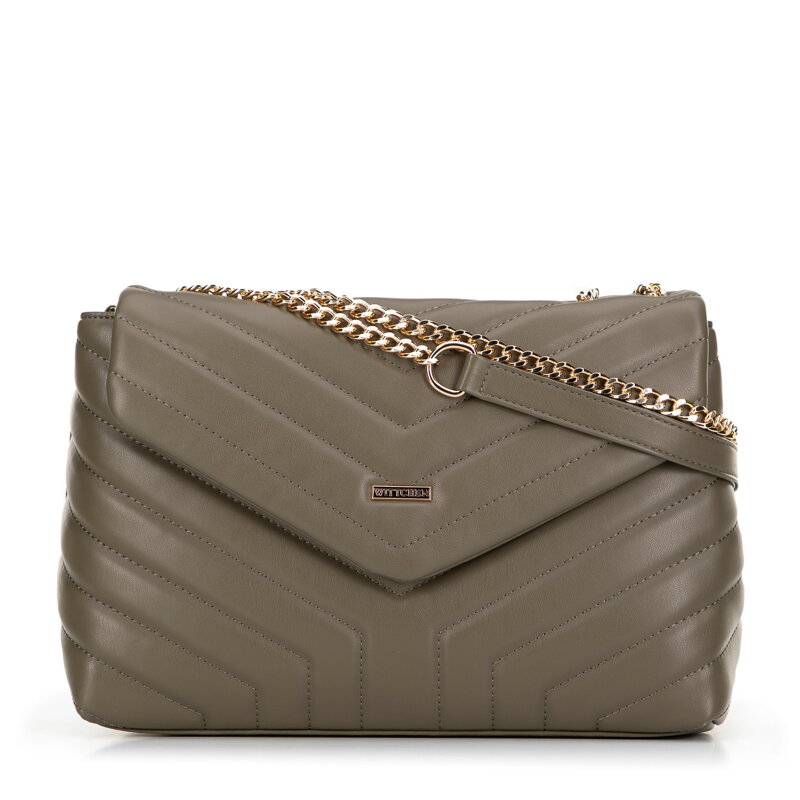Dámska crossbody na... retiazka z ekokože zelená 99-4Y-514-Z