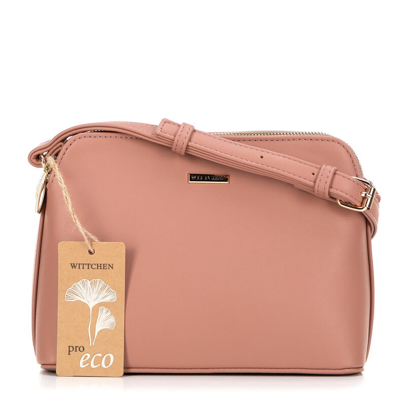 Dámska crossbody kabelka z ekokože, dvojpriehradková, ružová 99-4Y-213-P