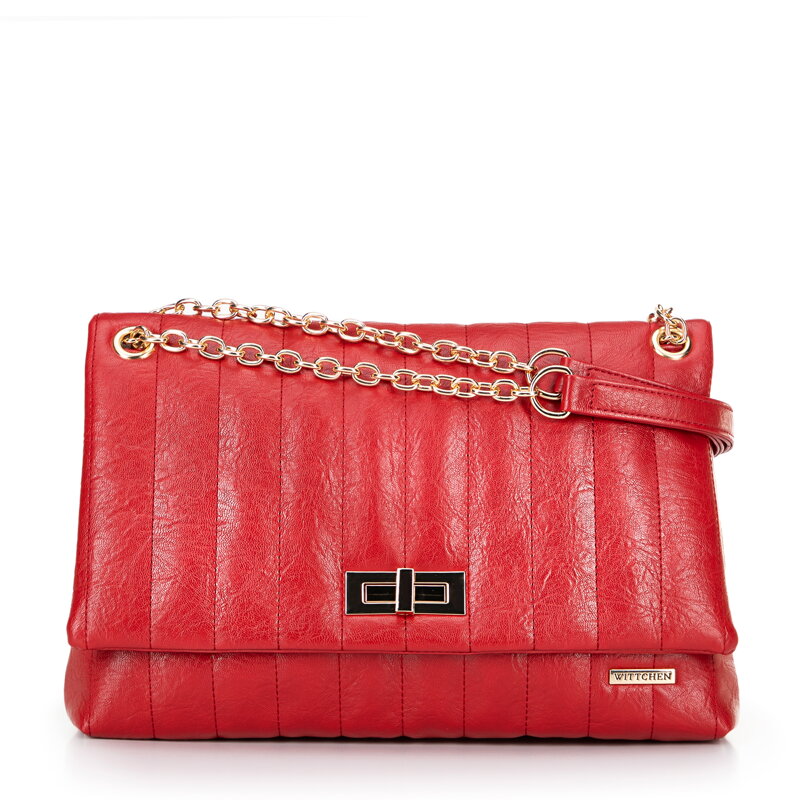 Damska crossbody z ekoskóry dwukomorowa duża czerwona 100-4Y-418-3