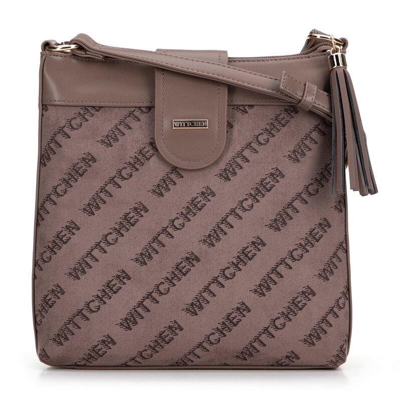 Dámska crossbody z ekokože s logom béžová 99-4Y-521-9
