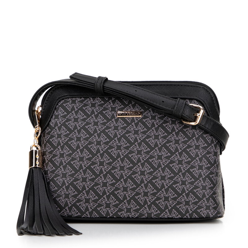 Dámska crossbody z ekokože s monogramom čierna 99-4Y-506-1