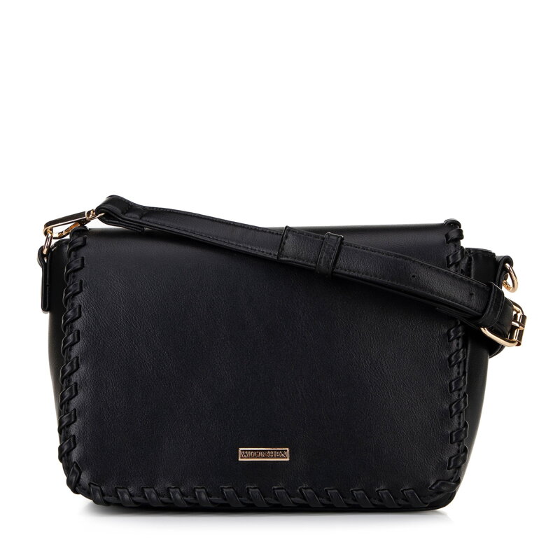 Dámska crossbody s prišitou klopou čierna 100-4Y-235-1 Dámska crossbody s prišitou klopou čierna 100-4Y-235-1
