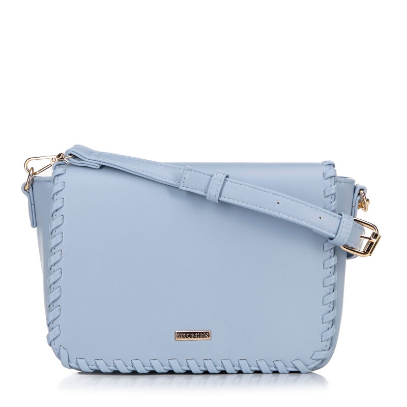 Damska crossbody z obszytą klapą niebieska 100-4Y-235-N Damska crossbody z obszytą klapą niebieska 100-4Y-235-N