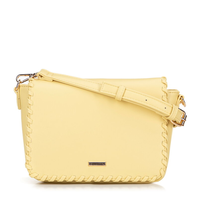 Damska crossbody z obszytą klapą żółta 100-4Y-235-Y Damska crossbody z obszytą klapą żółta 100-4Y-235-Y