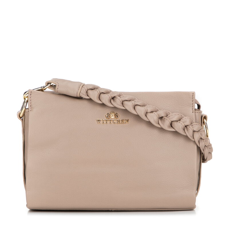 Dámska crossbody s pletenou rúčkou béžová 99-4E-011-9 Dámska crossbody s pletenou rúčkou béžová 99-4E-011-9