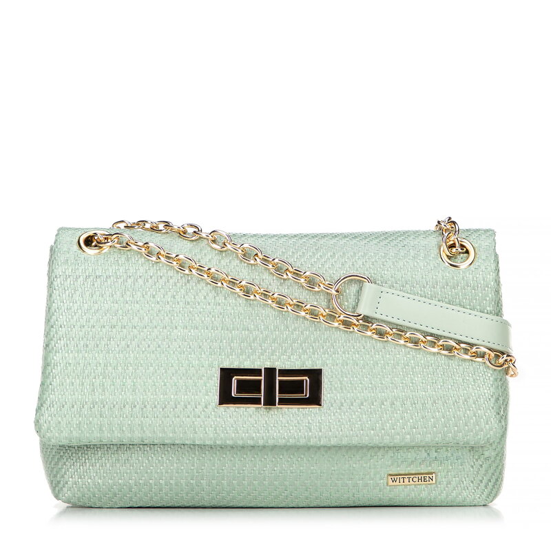Damska crossbody z plecionki na łańcuszku zielona 100-4Y-414-Z Damska crossbody z plecionki na łańcuszku zielona 100-4Y-414-Z