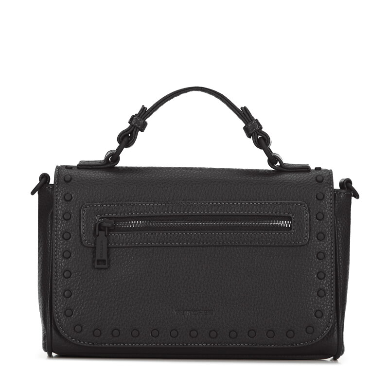 Damska listonoszka z imitacji skóry z ozdobioną klapą czarna 101-4Y-701-1