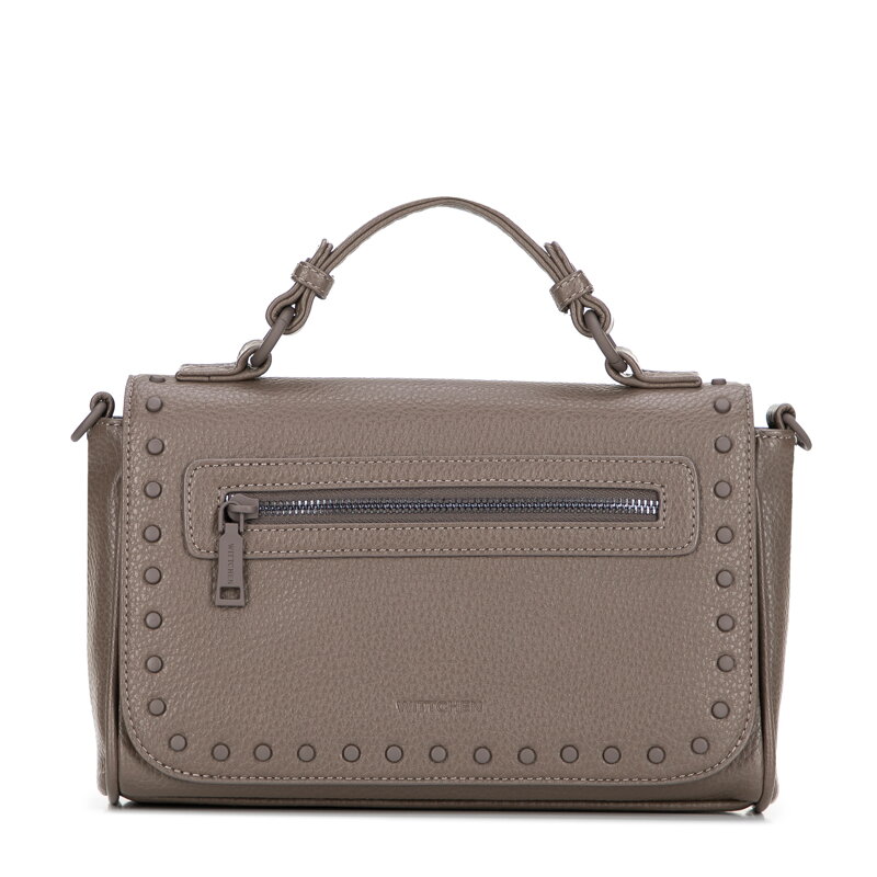 Damska listonoszka z imitacji skóry z ozdobioną klapą ciemny beż 101-4Y-701-9