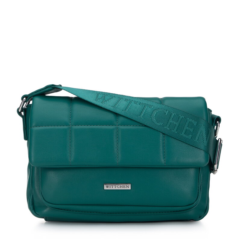 Damska listonoszka z miękkiej ekoskóry z pikowaną klapą mała 95-4Y-409-Z