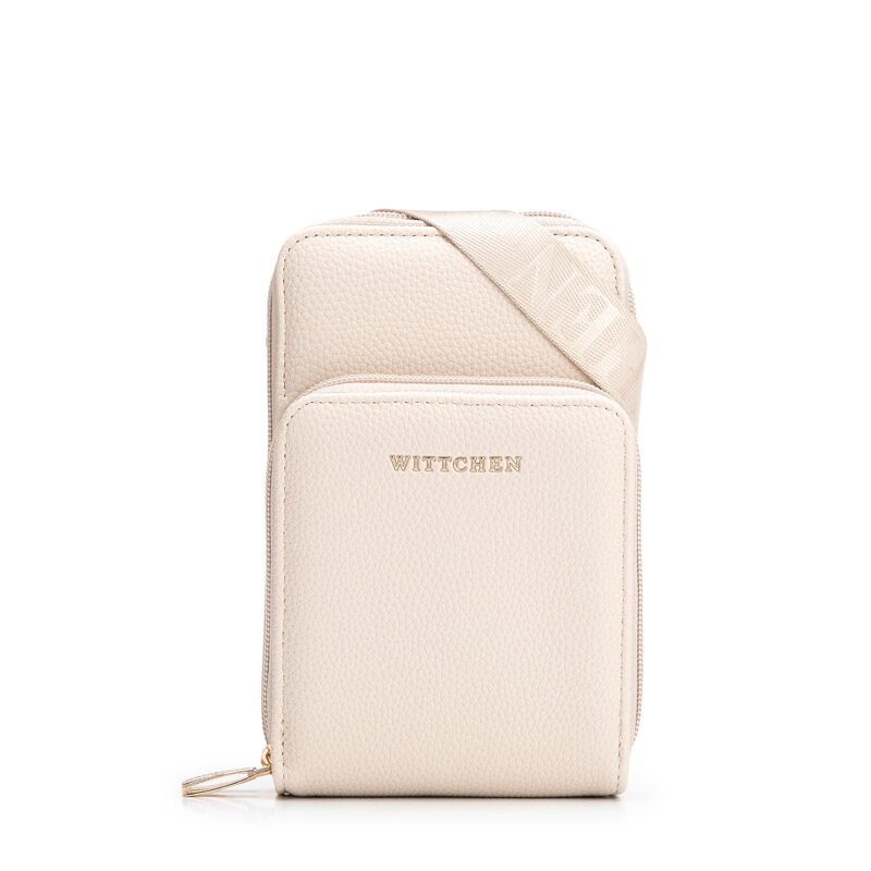 Damska minitorebka na telefon z imitacji skóry kremowa 102-2Y-413-0
