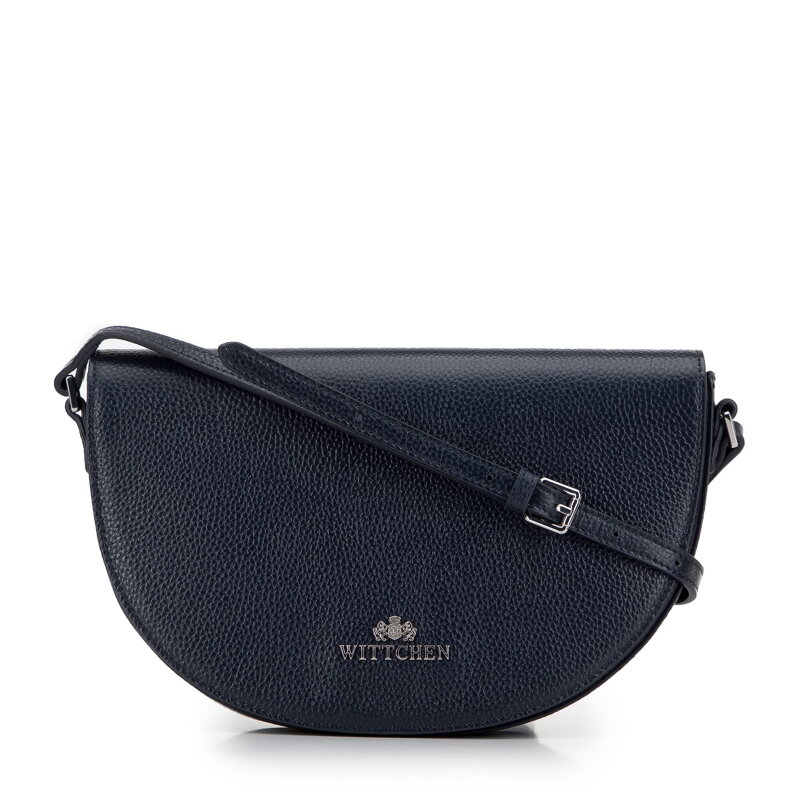 Damska saddle bag z groszkowanej skóry granatowa 29-4E-022-7 Damska saddle bag z groszkowanej skóry granatowa 29-4E-022-7