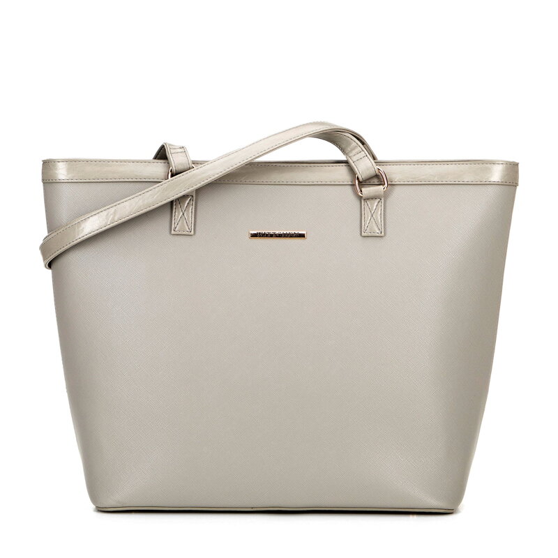 Dámska shopper kabelka z ekokože sivo-zlatá 100-4Y-006-8G Dámska shopper kabelka z ekokože sivo-zlatá 100-4Y-006-8G