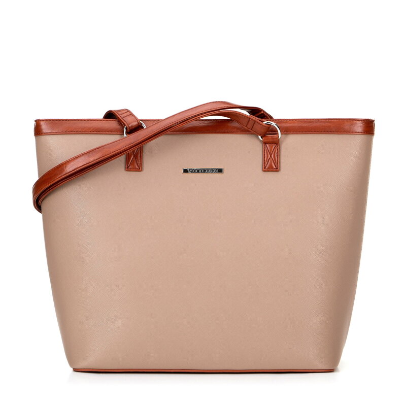 Dámska shopper kabelka z ekokože béžovo-hnedá 100-4Y-006-9G Dámska shopper kabelka z ekokože béžovo-hnedá 100-4Y-006-9G