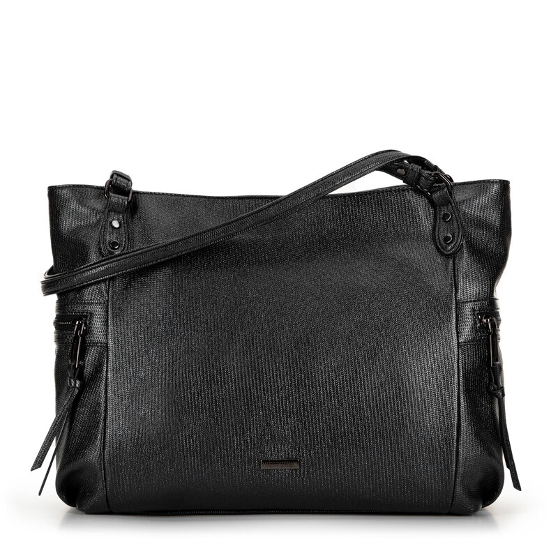 Dámska shopper kabelka z lesklej ekokoži čierna 99-4Y-712-1 Dámska shopper kabelka z lesklej ekokoži čierna 99-4Y-712-1