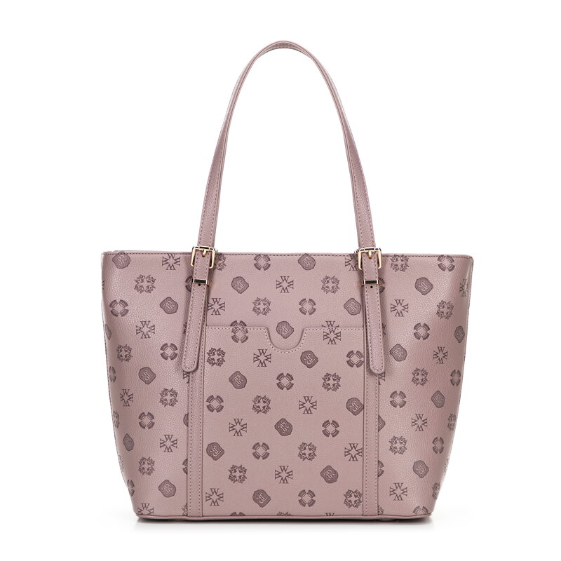 Damska shopperka z imitacji skóry w tłoczenie różowa 101-4Y-P05-P