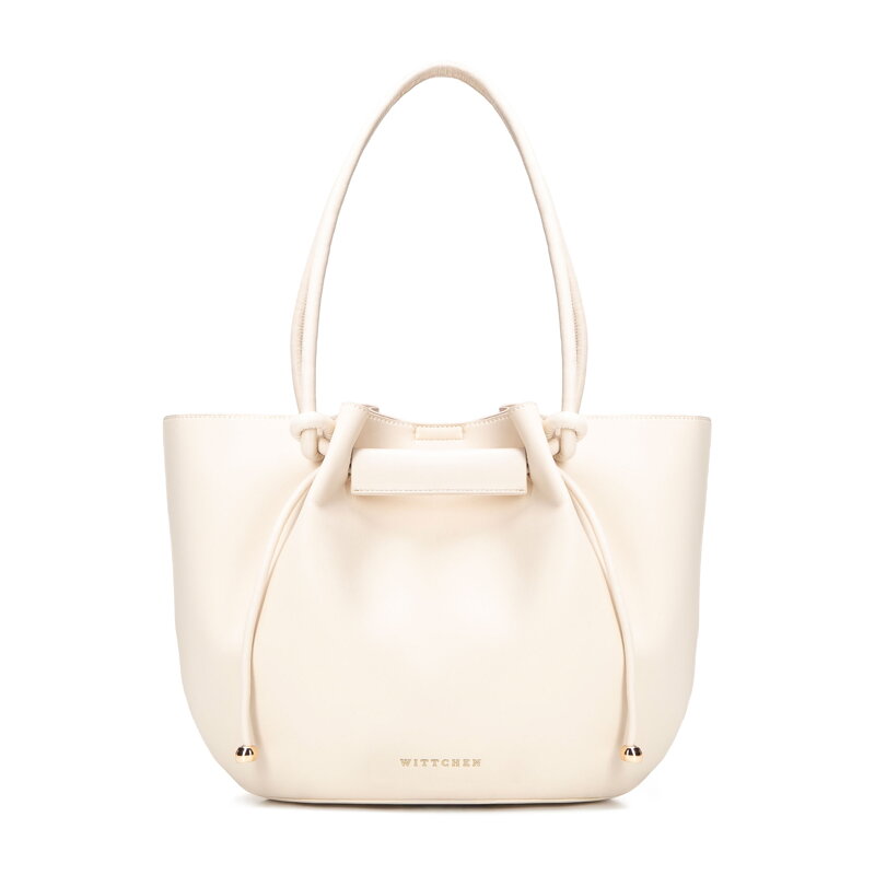 Damska shopperka z imitacji skóry z troczkami kremowa 102-4Y-404-0