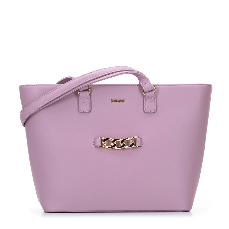 Damska shopperka z łańcuchem na przodzie jasny fiolet 96-4Y-623-F