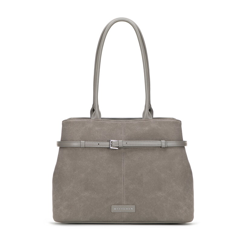 Damska shopperka z ozdobnym paskiem na froncie szara 101-4Y-422-8