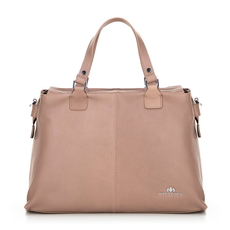 Dámska shopper kabelka z pravej kože, dve priehradky, béžová 100-4E-804-9 Dámska shopper kabelka z pravej kože, dve priehradky, béžová 100-4E-804-9