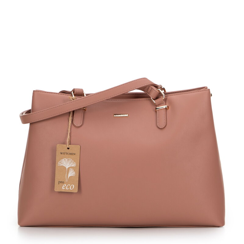 Dámska shopper kabelka z ekokože, dvojpriehradková, ružová 99-4Y-214-P Dámska shopper kabelka z ekokože, dvojpriehradková, ružová 99-4Y-214-P
