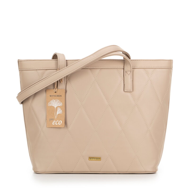 Dámska shopper kabelka z prešívanej ekokože béžová 99-4Y-211-9 Dámska shopper kabelka z prešívanej ekokože béžová 99-4Y-211-9