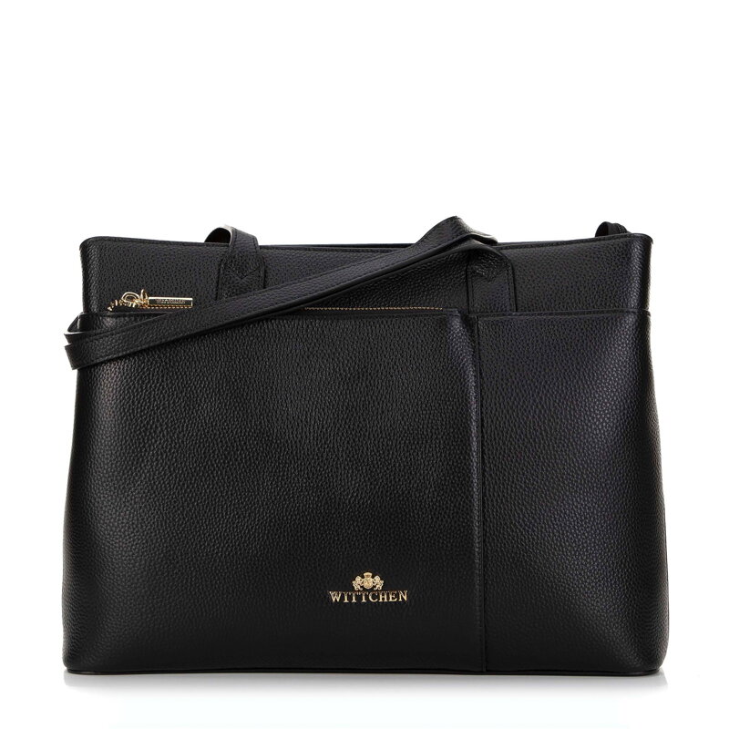 Dámska shopper kabelka z hrachovej kože, čierna a zlatá 29-4E-628-1G Dámska shopper kabelka z hrachovej kože, čierna a zlatá 29-4E-628-1G