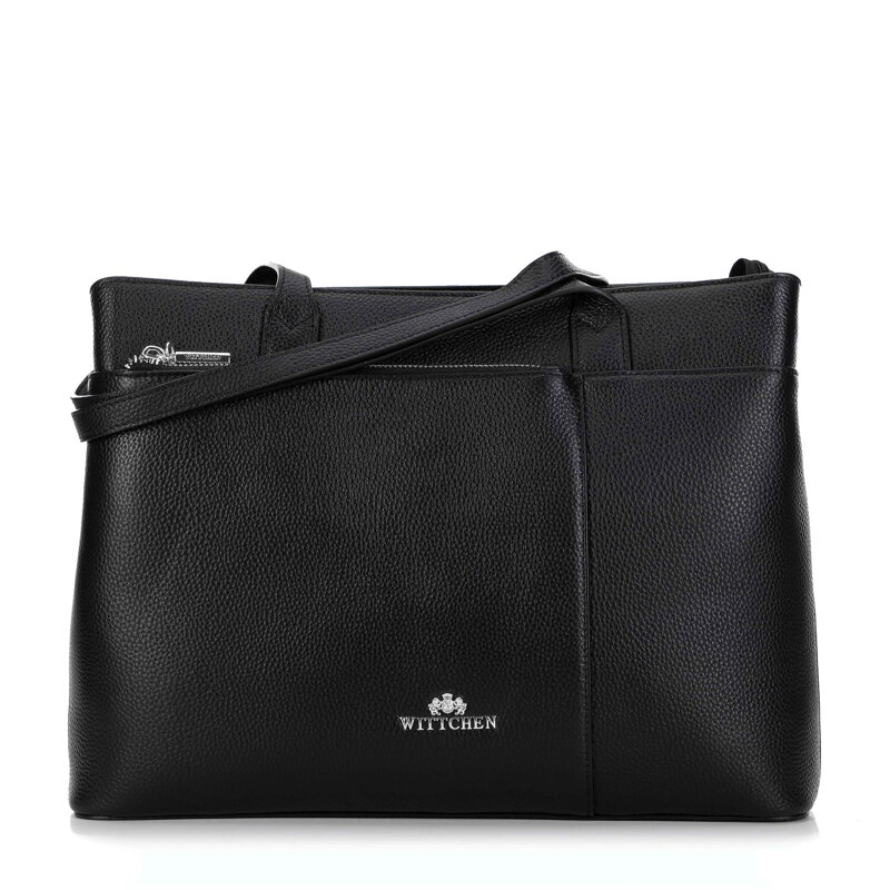 Dámska shopper kabelka z hrachovej kože, čierna a strieborná 29-4E-628-1S Dámska shopper kabelka z hrachovej kože, čierna a strieborná 29-4E-628-1S