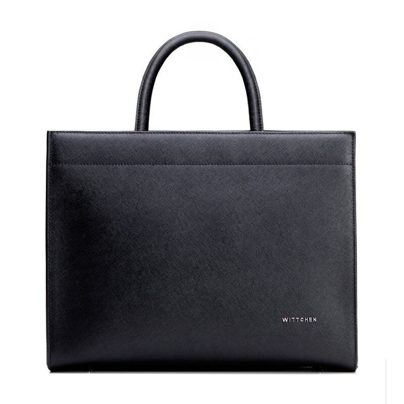 Dámska shopper kabelka zo saffiano kože, čierna a strieborná 100-4E-619-1S