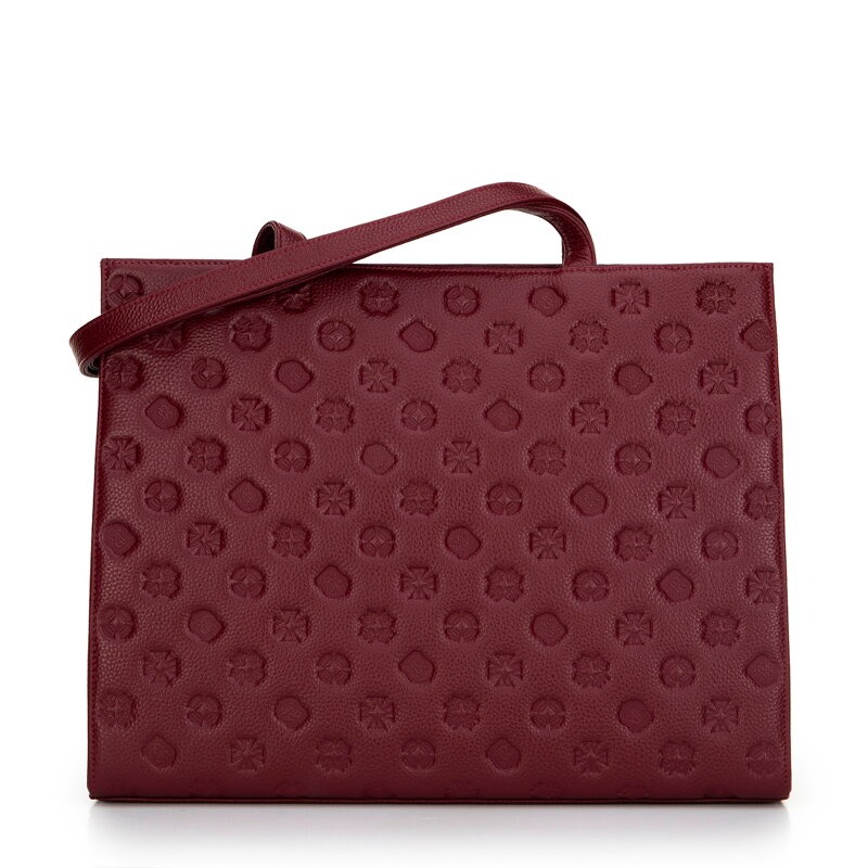 Dámska kožená shopper kabelka z reliéfnej kože bordovej farby 99-4E-301-3 Dámska kožená shopper kabelka z reliéfnej kože bordovej farby 99-4E-301-3