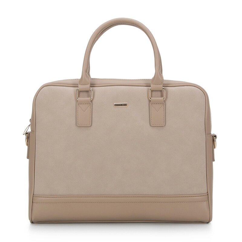 Damska torba na laptopa 11”/12” z frontem z ekozamszu beżowa 94-4Y-624-9