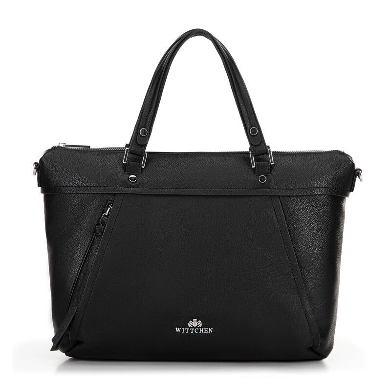 Damska torba na laptopa 15" ze skóry z chwostem czarna 100-4E-803-1 Damska torba na laptopa 15" ze skóry z chwostem czarna 100-4E-803-1