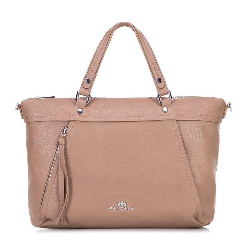 Damska torba na laptopa 15" ze skóry z chwostem beżowa 100-4E-803-9 Damska torba na laptopa 15" ze skóry z chwostem beżowa 100-4E-803-9