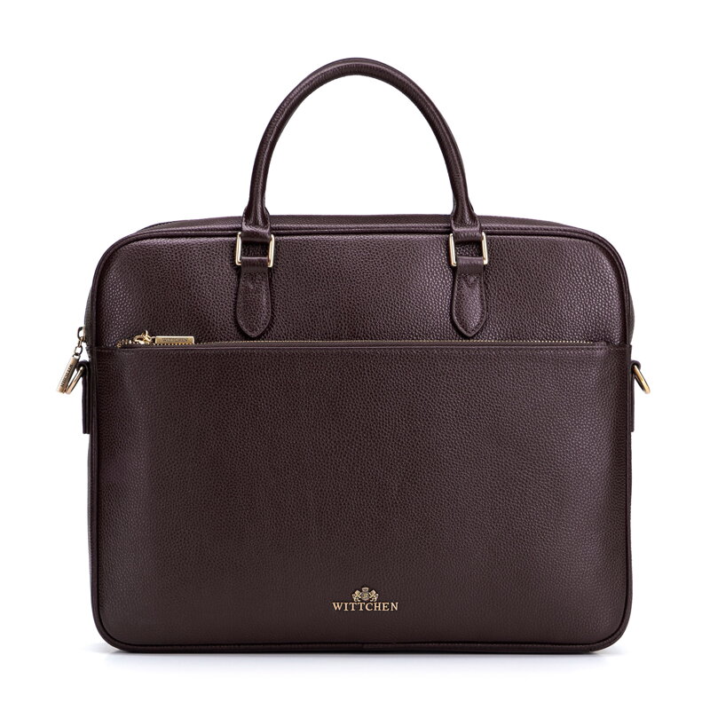 Damska torba na laptopa 15,6" i dokumenty ze skóry naturalnej ciemny brąz 103-2E-614-4