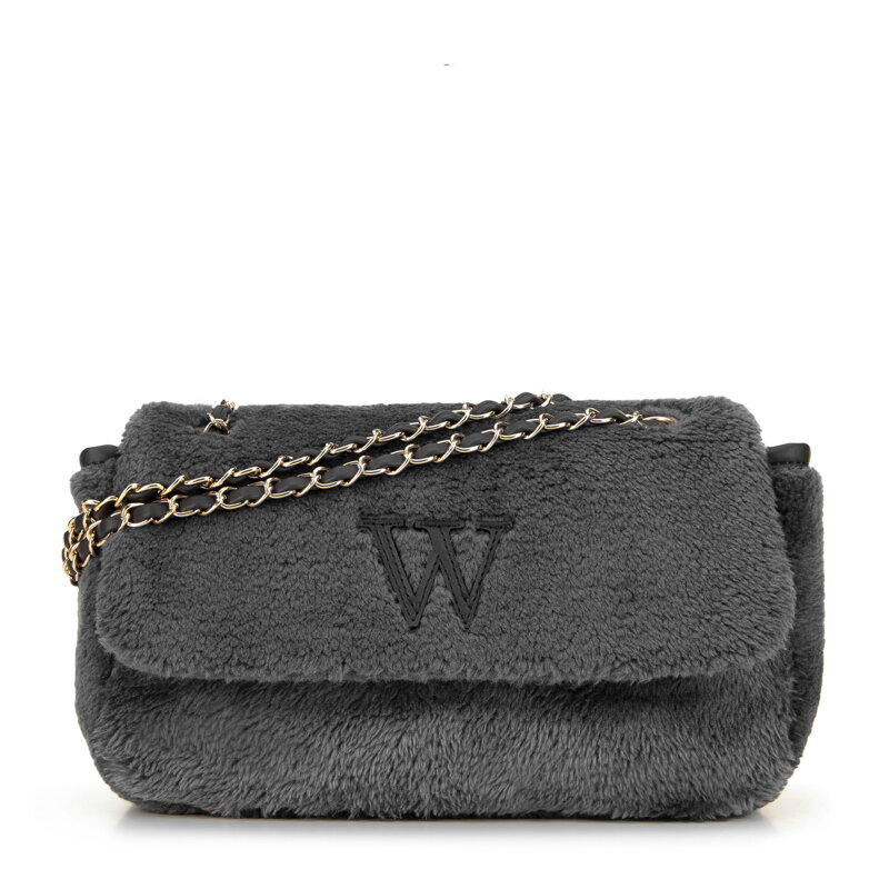 Dámska crossbody kabelka s kožušinou, sivá 99-4Y-218-9 Dámska crossbody kabelka s kožušinou, sivá 99-4Y-218-9
