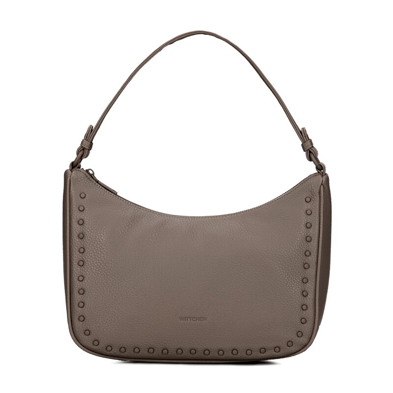 Damska torebka na ramię z imitacji skóry ciemny beż 101-4Y-702-9