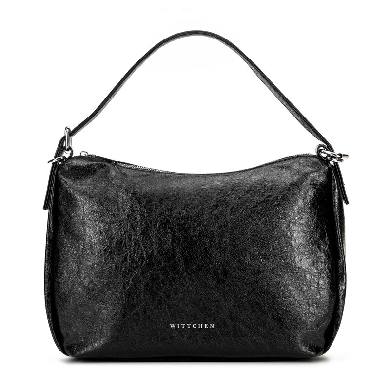 Damska torebka na ramię z imitacji skóry z regulowaną rączką czarna 101-4Y-703-1