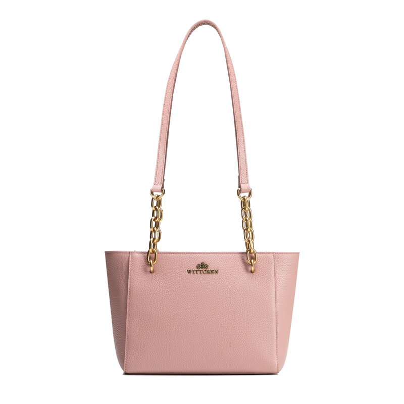 Dámska kabelka cez rameno ružová, kožená 100-4E-604-P