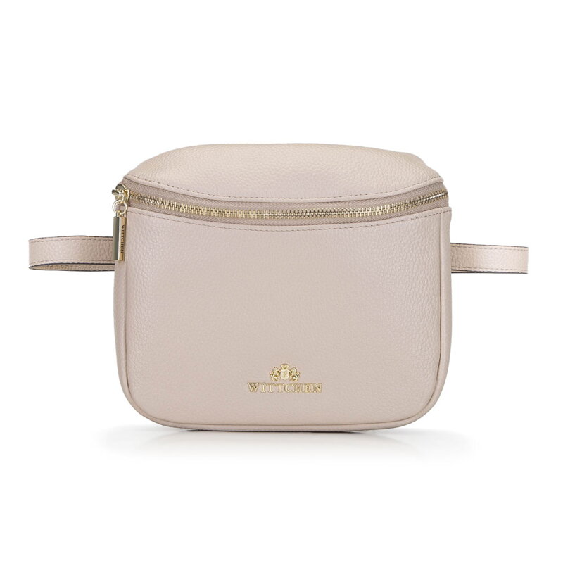 Damska torebka nerka skórzana prostokątna beżowa 92-4E-655-0