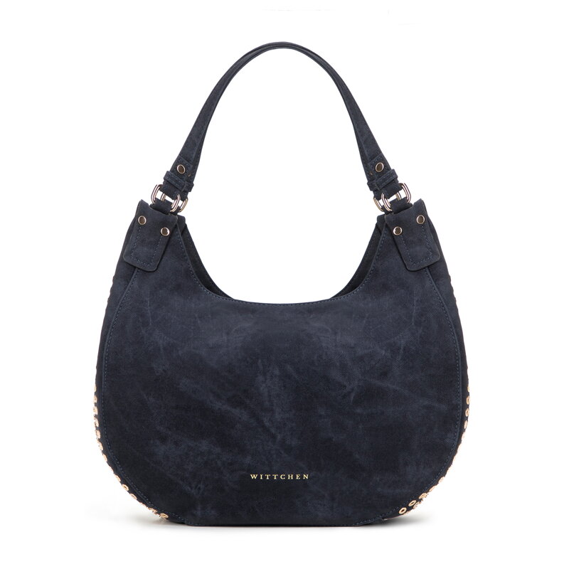 Damska torebka worek w dekoracyjne dżety granatowa 101-4Y-711-7